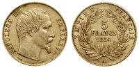 5 franków 1854 A, Paryż, złoto próby 900, 1.61 g