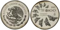 100 pesos 1987, Meksyk, Motyl Królewski, srebro 