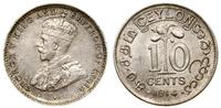 10 centów 1914, Londyn, srebro próby 800, KM 104
