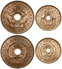 lot 2 monet, Londyn, 1/2 pensa 1957 oraz 1 pens 