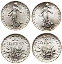 lot 2 x 50 centymów 1917, 1918, Paryż, srebro pr