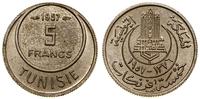 Tunezja, 5 franków, AH 1376 (AD 1957)