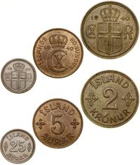 zestaw 3 monet 1940, 5 aurar, 25 aurar oraz 2 ko