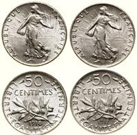 lot 2 x 50 centymów 1917, 1918, Paryż, srebro pr