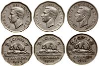 Kanada, lot 9 x 5 centów, 1940, 1941, 1942, 1944, 1945, 1946, 1947