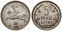 5 litów 1925, Kowno, srebro próby 500, 13.5 g, l