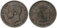 5 peset 1882/MS-M, Madryt, srebro "900" 25.0 g, 