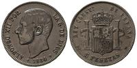 5 peset 1884/MS-M, Madryt, srebro "900" 25.0 g, 