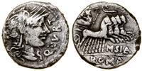 denar 116–115 pne, Rzym, Aw: Głowa Romy w prawo,