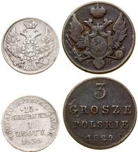 zestaw: 3 grosze 1829 oraz 15 kopiejek = 1 złoty