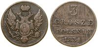 3 grosze polskie 1831 KG, Warszawa, rysy na mone