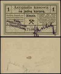bon na 1 koronę 1919, numeracja 17106, dwa złama