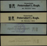 zestaw: 2 x 10 fenigów 30.10.1914, 1 x banknot n