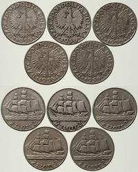 Zestaw 5 monet 2 złote  1936, Warszawa, "Żaglowi