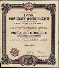 5 akcji po 500 złotych = 2.500 złotych 1929, War