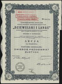 1 akcja na 250 złotych 1926, Warszawa, emisja 1,