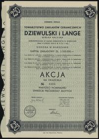 1 akcja na 250 złotych 1937, Warszawa, emisja 4,
