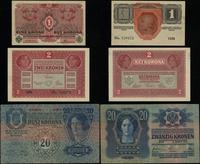 zestaw 3 banknotów, w zestawie: 1 korona 1916, 2