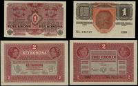 zestaw 4 banknotów, w zestawie: 1 korona 1916 (p