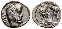 denar 89 pne, Rzym, Aw: Głowa króla Tatiusa w pr