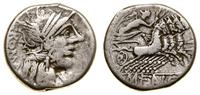 denar 123 pne, Rzym, Aw: Głowa Romy w hełmie w p