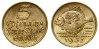 5 fenigów 1932, Berlin, flądra, piękne, AKS 23, 