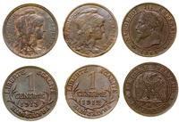 Francja, zestaw: 3 x 1 centym, 1861–1913