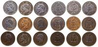zestaw: 9 x 5 centymów 1855–1865, różne mennice 