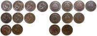 zestaw: 9 x 5 centymów 1855–1897, różne mennice 
