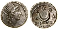 denar 42 pne, Rzym, Aw: Głowa Sola w koronie rad