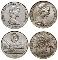 różne, zestaw: 1 korona 1969 (Turks i Caicos) i 25 pensów 1980 (Wyspa Świętej Heleny)