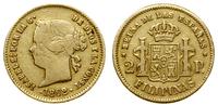 2 peso 1862, Manila, złoto, 3.25 g, Cayon 17267,