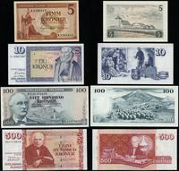 zestaw 4 banknotów, w zestawie: 5 koron 1957, 10