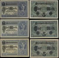 zestaw: 3 x 5 marek 1.08.1917, serie: H, M, K, r