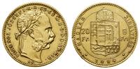 Węgry, 20 franków = 8 forintów, 1884
