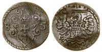 denar 1585, Gdańsk, podgięty, ciemna patyna, CNG