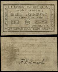 4 złote polskie 4.09.1794, seria 1-O, ugięcie w 