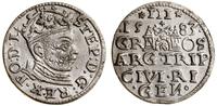 trojak 1583, Ryga, korona króla z rozetami, na a