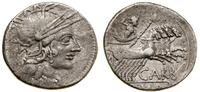 denar  121 pne, Rzym, Aw: Głowa Romy w prawo, za