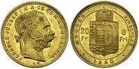 20 franków=8 forintów 1880/KB, Kremnica, złoto, 