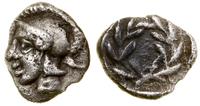 hemiobol ok. 450–400 pne, Aw: Głowa Ateny w hełm