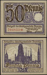 50 fenigów 15.04.1919, druk fioletowo-brązowy, z
