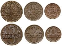 zestaw: 1 grosz, 2 grosze, 5 groszy 1937, Warsza