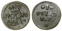 szeląg 1768 G, Kraków, korona dotyka monogramu, 