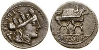 denar 84 pne, Rzym, Aw: Głowa Cybele w koronie w