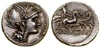 denar 111–110 pne, Rzym, Aw: Głowa Romy w prawo,
