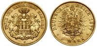 5 marek 1877 J, Hamburg, złoto, 1.96 g, moneta w