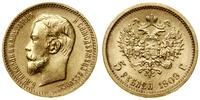 5 rubli 1909 (ЭБ), Petersburg, złoto, 4.31 g, mi