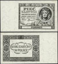 czarnodruk banknotu 5 złotych 1.03.1940, bez ozn