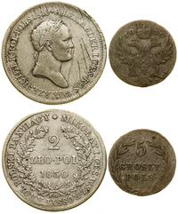 lot 2 monet, Warszawa, 5 groszy polskich 1820 IB